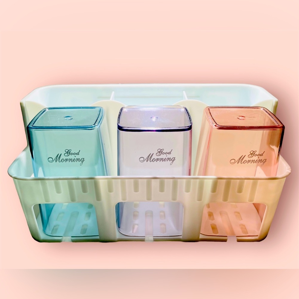 Toothbrush Holder Wall Mount Stand Rack Free Punch Wall Mounted Cup Storage Box